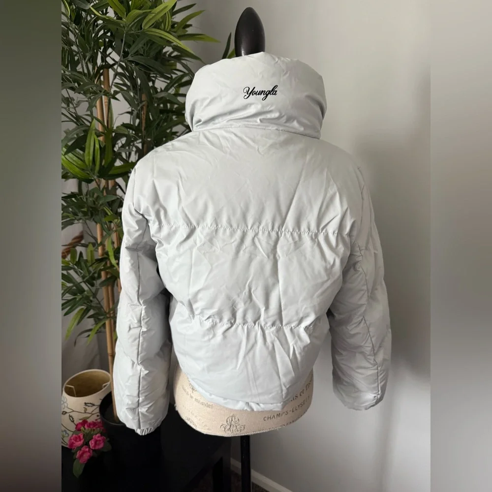Youngla coat size medium women crop winter puffer jacket new with tags - Picture 3 of 5